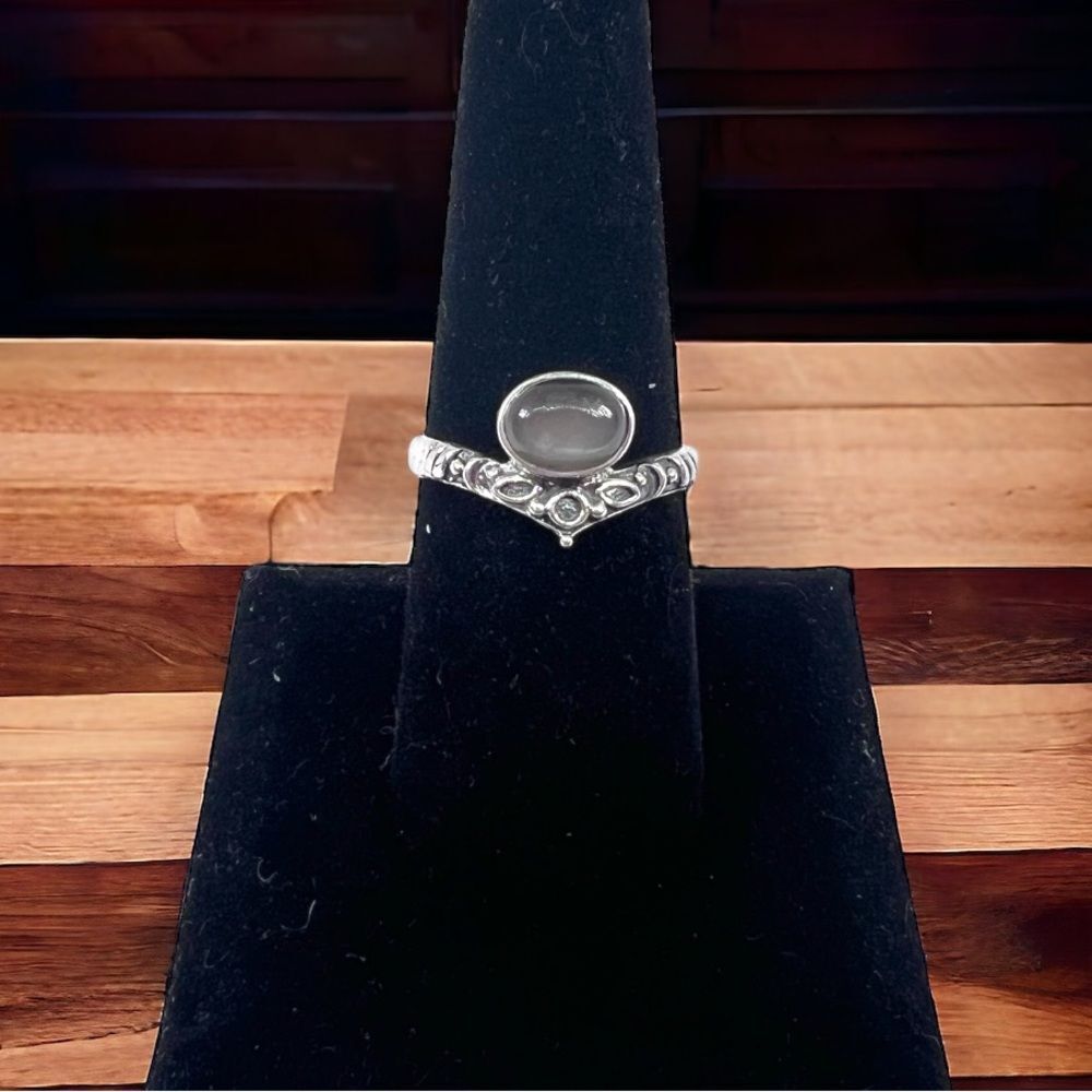 Gray Moonstone Ring Solid .925 Sterling Silver - … - image 1